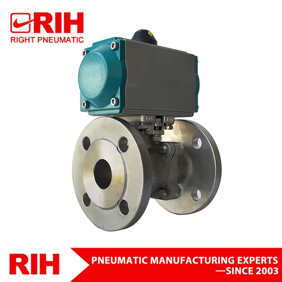 High Temperature ANSI 150-300lb JIS 10K 304 316 Stainless Steel Pneumatic Actuator Flanged Ball Valve
